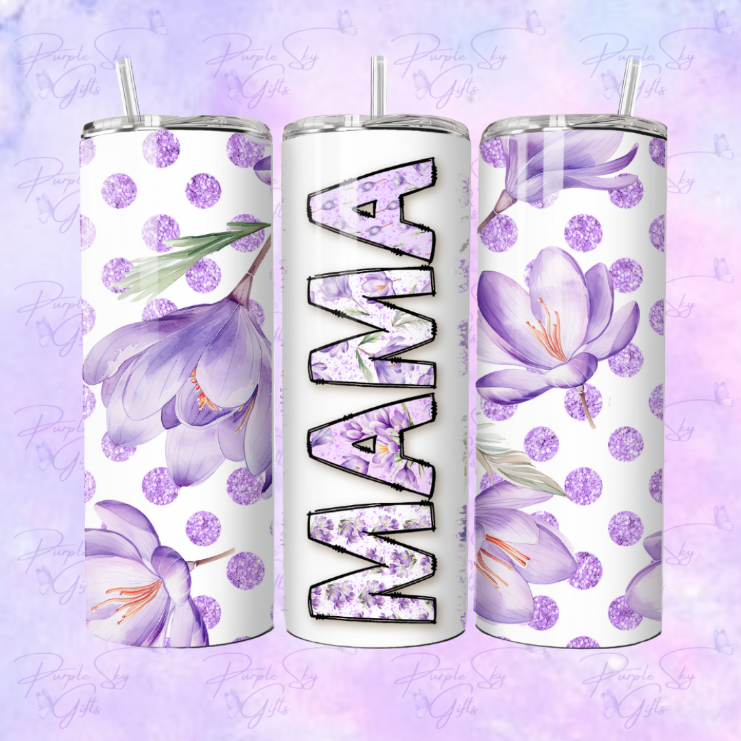 Purple Floral Mama 20 oz Tumbler