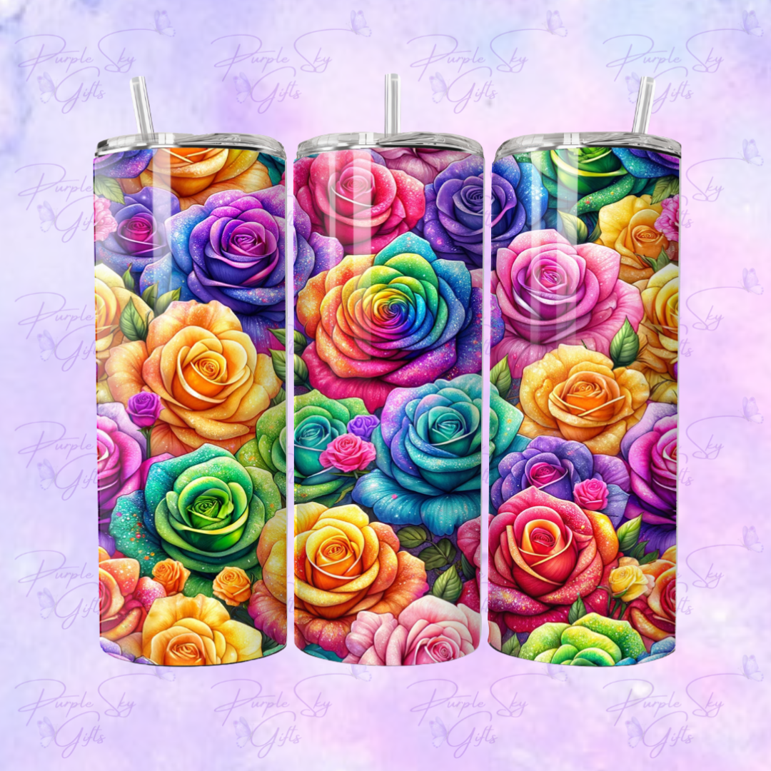 Rainbow Roses Bouquet 20 oz Tumbler