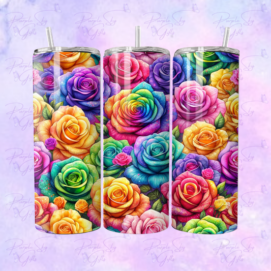 Rainbow Roses Bouquet 20 oz Tumbler