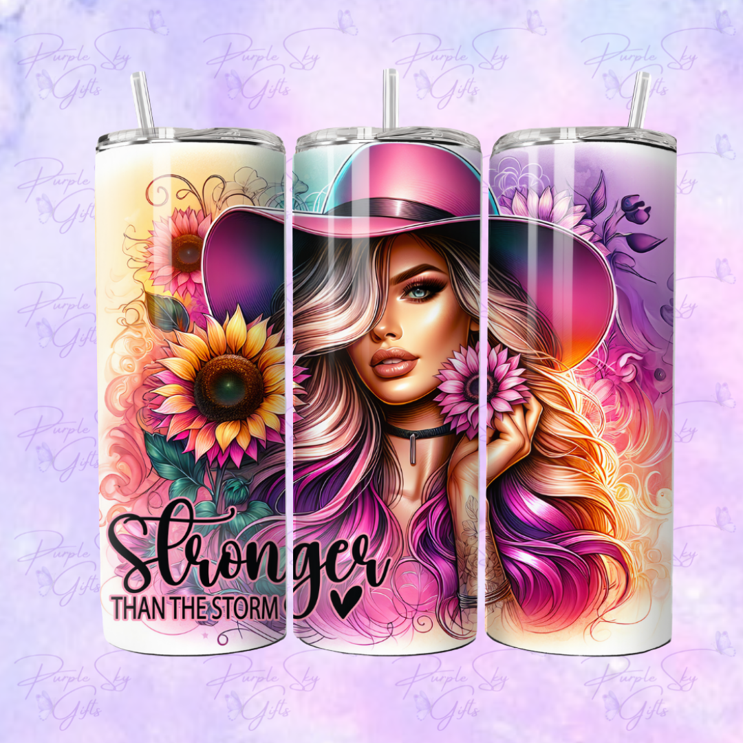 Stronger Than The Storm Pink Hat Girl 20 or 30 oz Tumbler