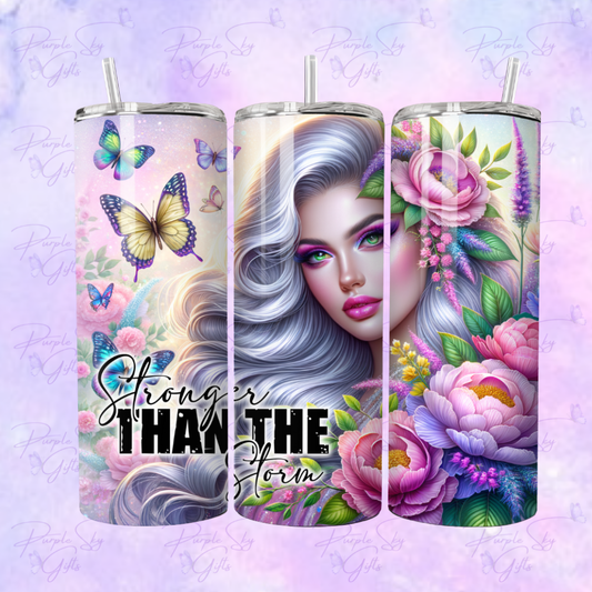 Stronger Than The Storm Platinum Hair Girl 20 or 30 oz Tumbler