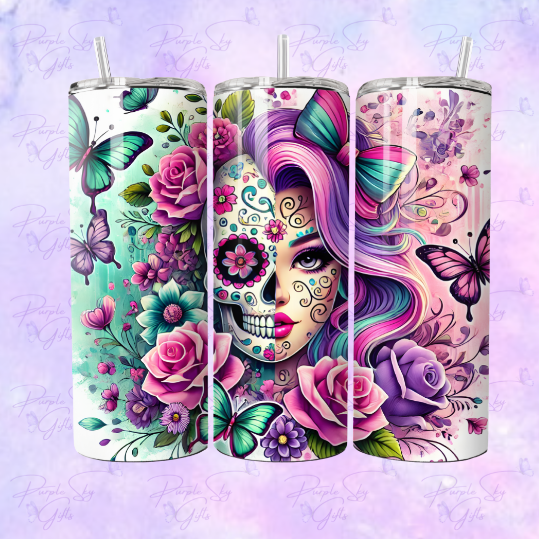 Sugar Skull Butterfly Girl 20 oz Tumbler