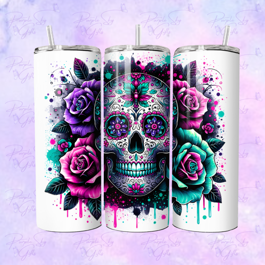 Sugar Skull Roses 20 or 30 oz Tumbler