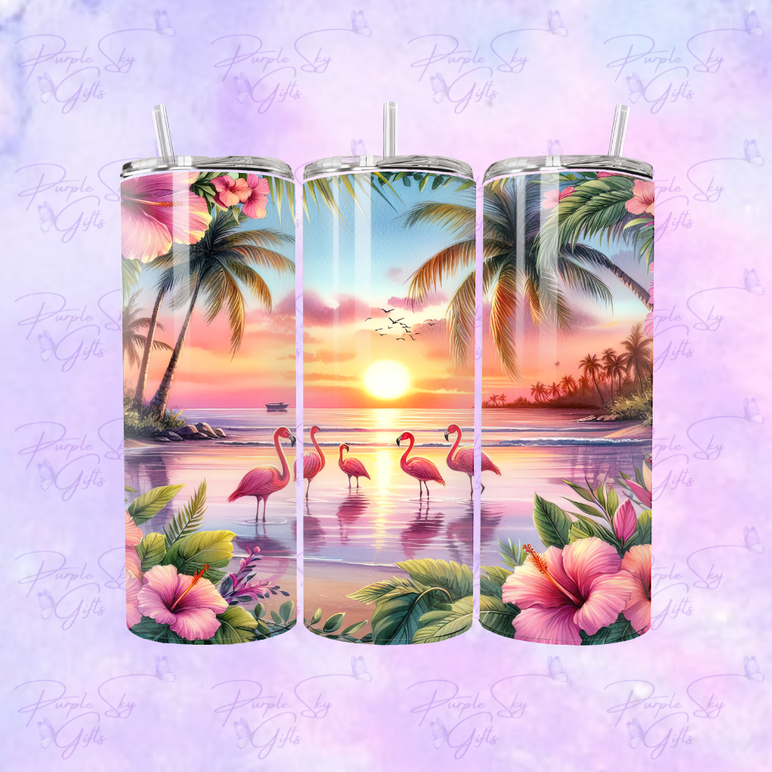Summer Flamingos 20 oz Tumbler