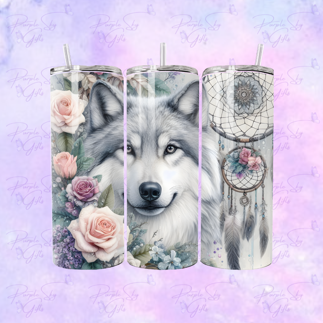 Dreamy Wolf and Dreamcatchers 20 oz Tumbler