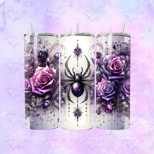 Gothic Spider with Purple and Black Roses 20 oz Tumbler