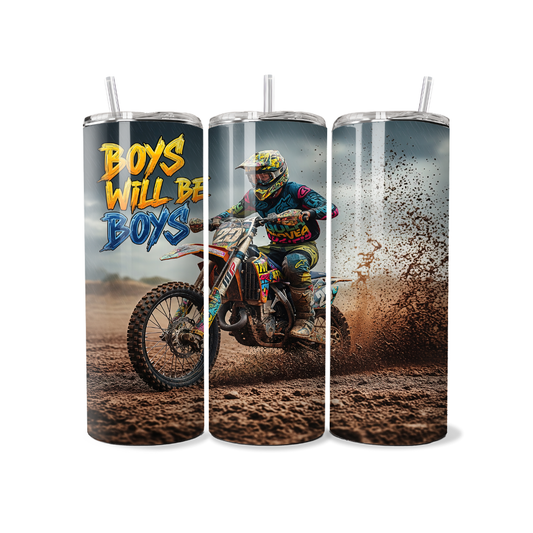 Boys Will Be Boys Motocross Dirt Bike 20 or 30 oz Tumbler