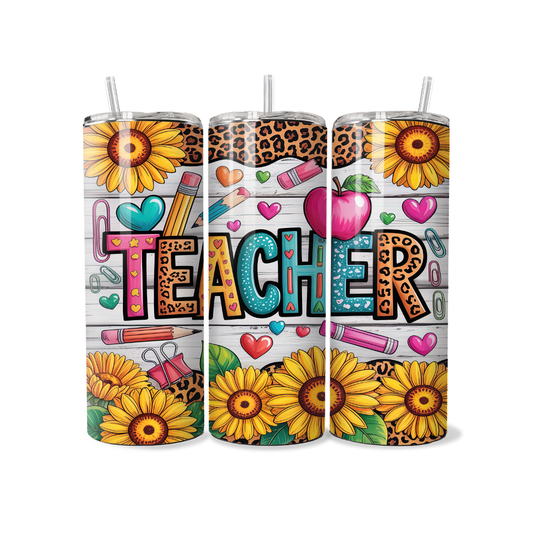 Sunflower Western Teacher 20 or 30 oz Tumbler