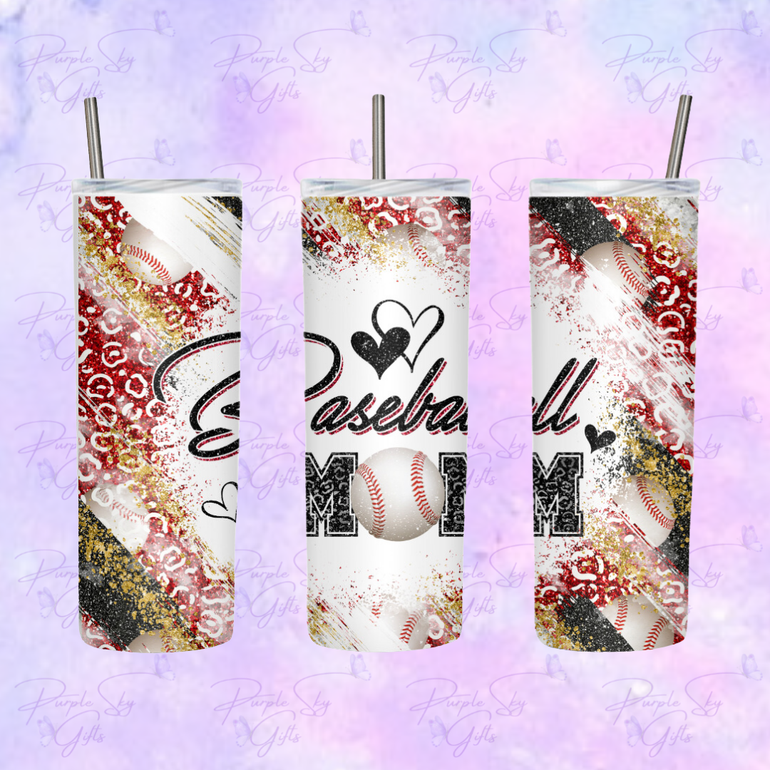 Colorful Baseball Mom 20 or 30 oz Tumbler