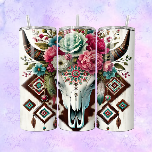 Boho Western Bull Head 20 or 30 oz Tumbler