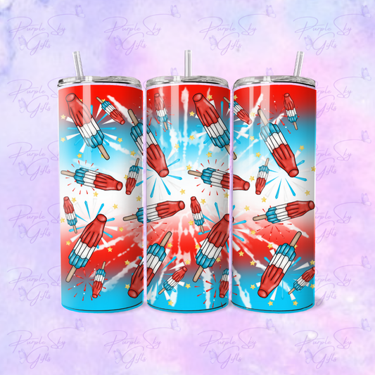 Red White And Blue Bomb Pop Popsicle 20 oz Tumbler