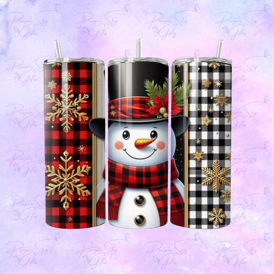 Buffalo Plaid Snowman 20 oz Tumbler
