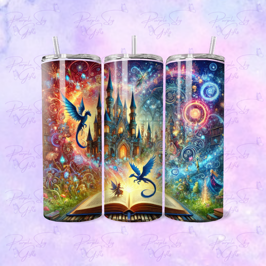 Fantasy Book and Dragon 20 oz Tumbler