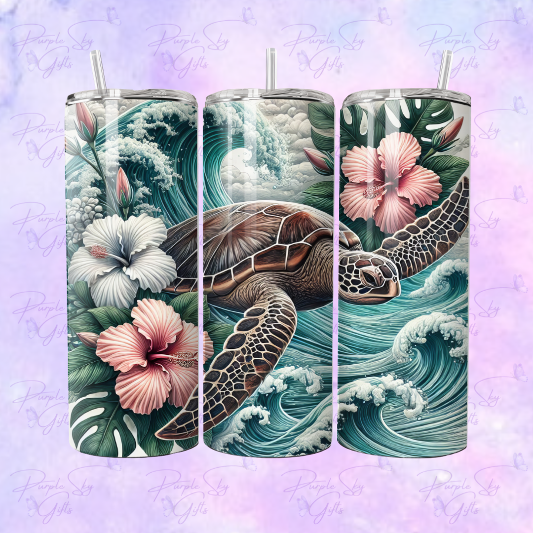Catching Waves Sea Turtle 20 or 30 oz Tumbler