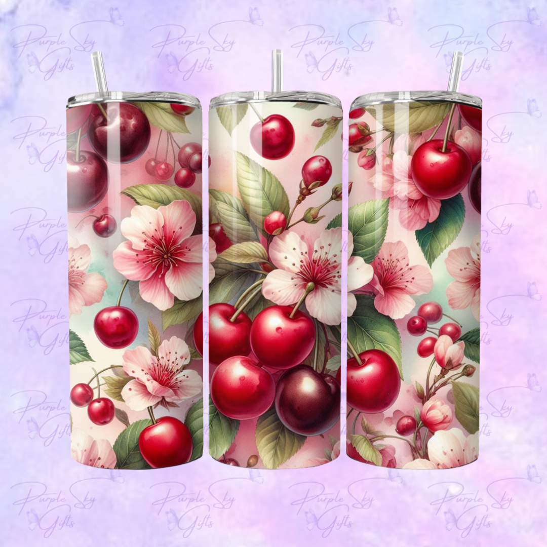 Cherry Blossoms and Cherries 20 oz Tumbler