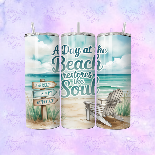 A Day At The Beach Restores The Soul 20 oz Tumbler