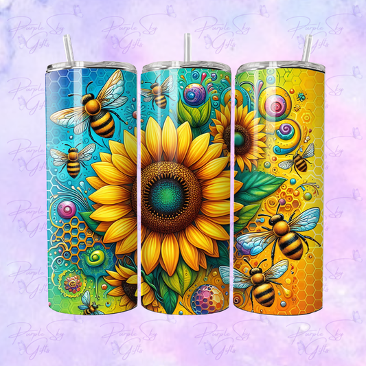 Colorful Sunflower Bees 20 oz Tumbler