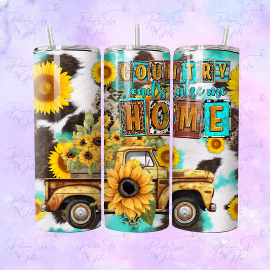 Country Roads Take Me Home Western Yellow Truck 20 oz Tumbler