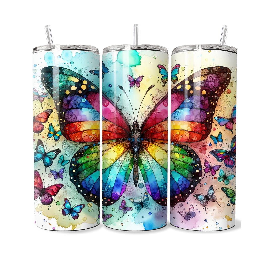 Colorful Rainbow Butterflies 20 or 30 oz Tumbler