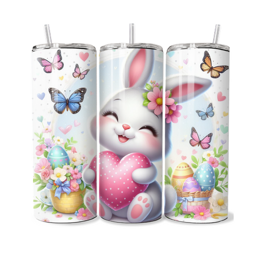 Easter Bunny With Pink Polka Dot Heart 20 or 30 oz Tumbler