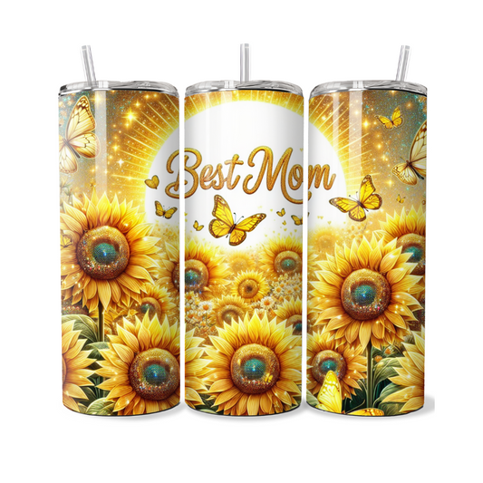 Sunflowers and Butterflies Best Mom - Mother's Day 20 or 30 oz Tumbler