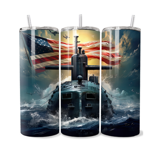 United States Navy Patriotic Submarine 20 or 30 oz Tumbler