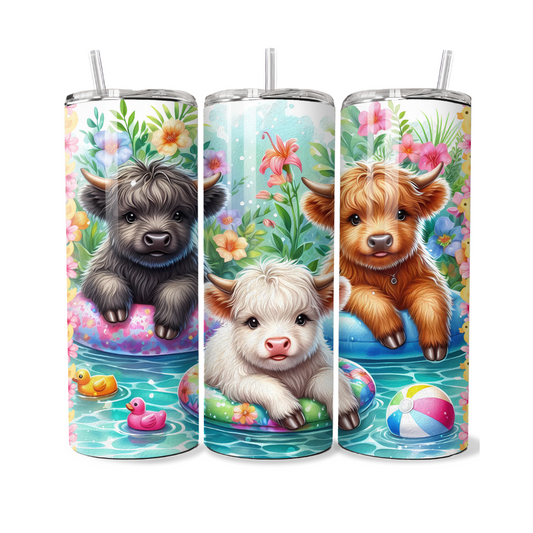 Highland Cows Floating Friends 20 or 30 oz Tumbler