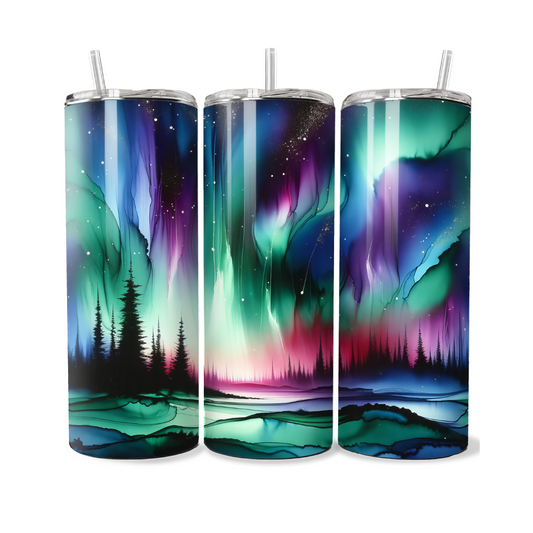 Teal Purple Northern Lights 20 or 30 oz Tumbler