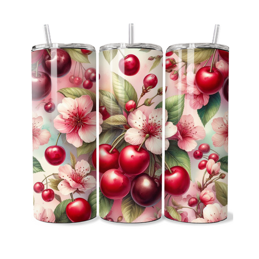 Cherry Blossoms and Cherries 20 or 30 oz Tumbler