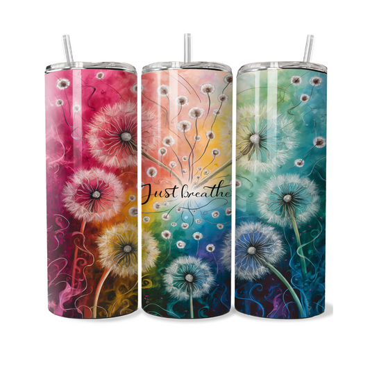 Just Breathe Dandelion 20 or 30 oz Tumbler