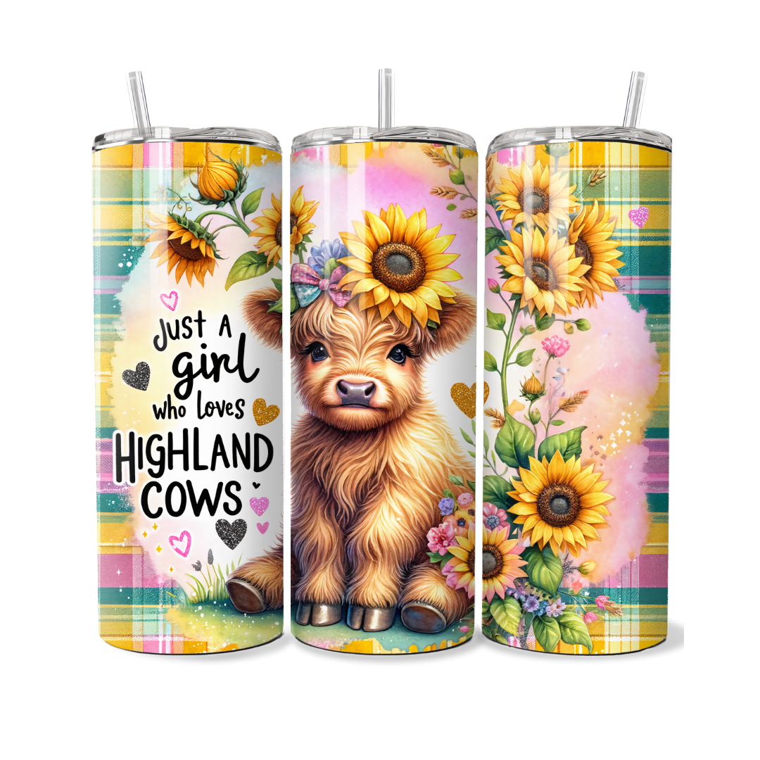 Just A Girl Who Loves Highland Cows Spring Time 20 or 30 oz Tumbler