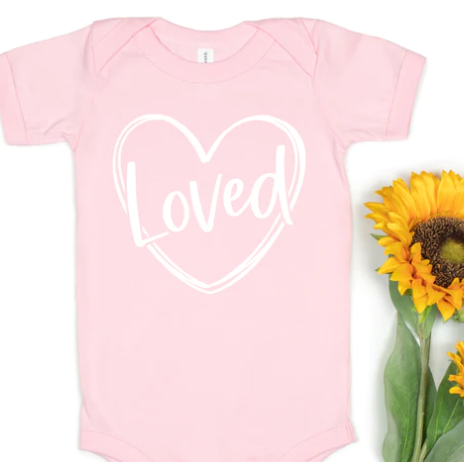 Loved Infant Size Single Color Screen Print Transfer Destash Black or White Font