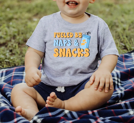 Fueled By Naps and Snacks Toddler PINK OR BLUE Full Color Screen Print Transfer Destash
