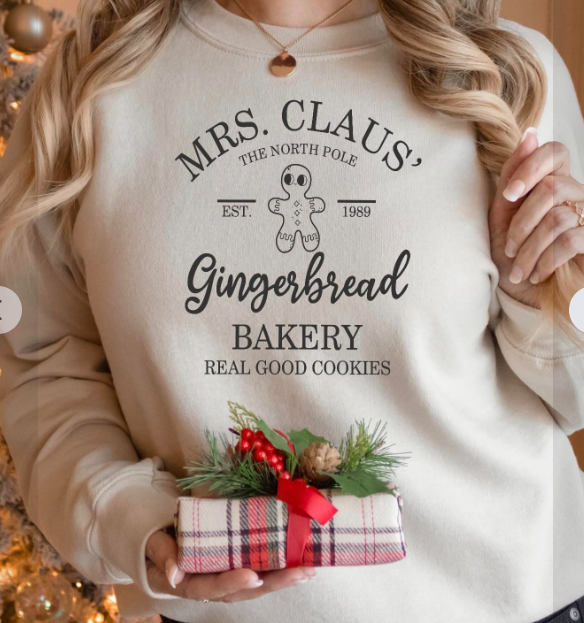 Mrs. Claus Gingerbread Bakery Single Color Screen Print Destash