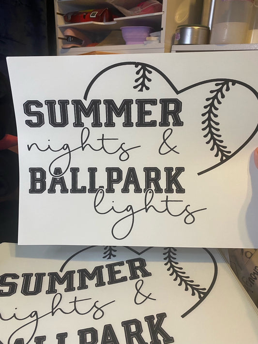 Summer Nights and Ballpark Lights Single Color Screen Print Destash