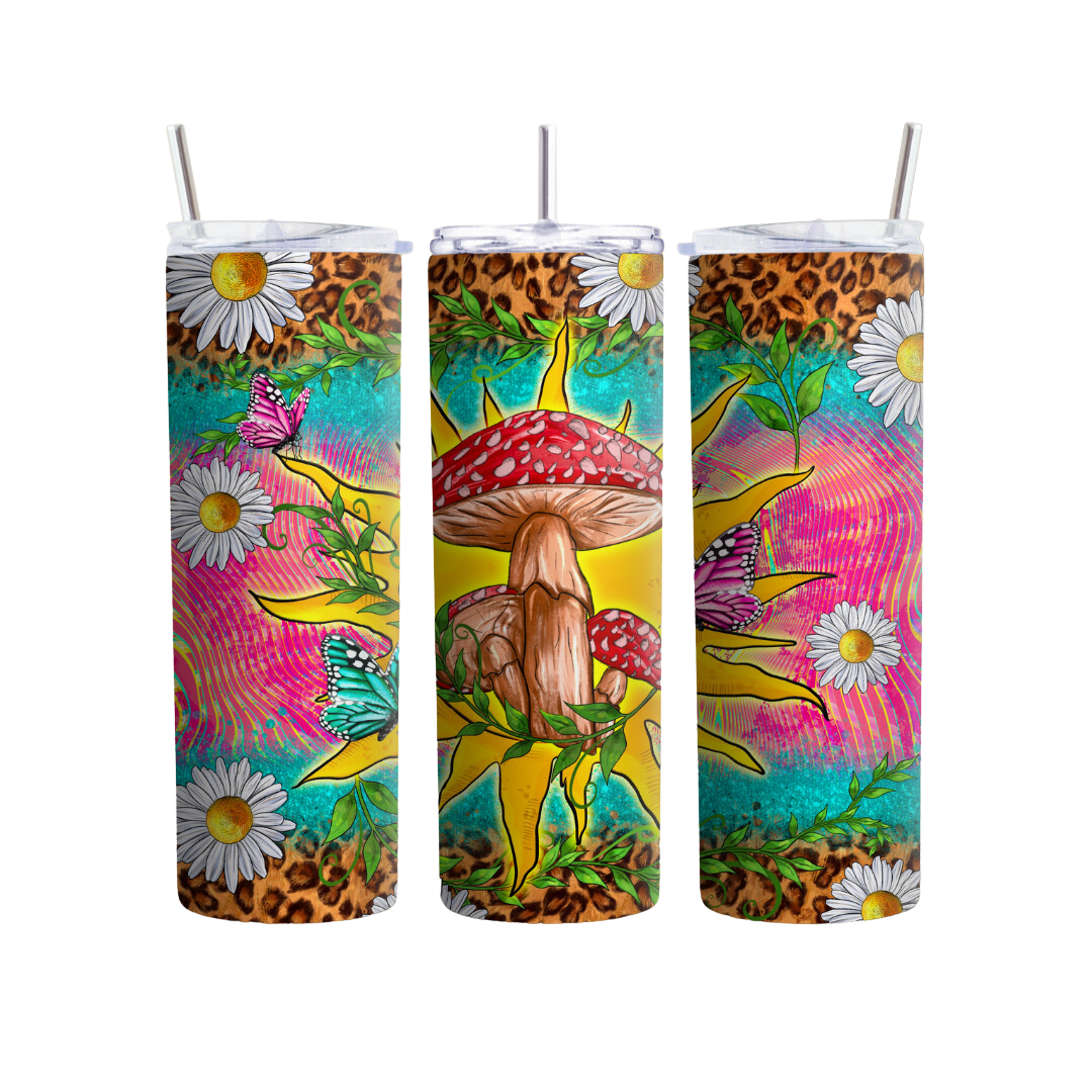 Colorful Psychedelic Hippie Mushroom 20 or 30 oz Tumbler