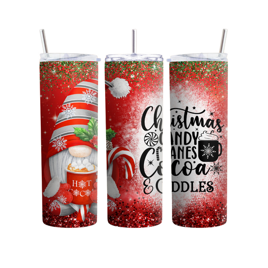 Christmas, Candy Canes, Cocoa, and Cuddles 20 or 30 oz Tumbler