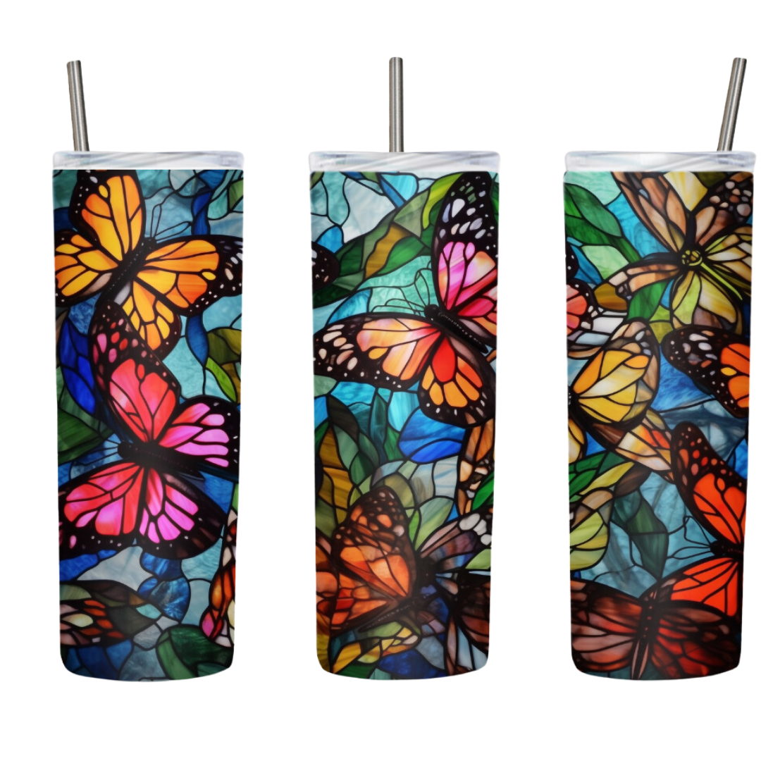 Stained Glass Butterflies 20 oz Tumbler