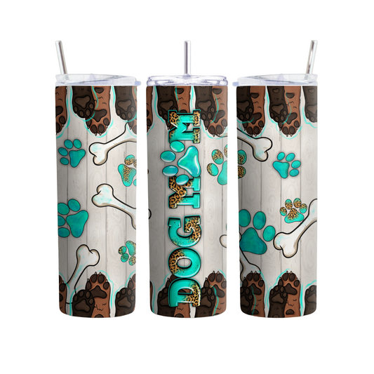 Dog Mom - Teal Paws and Bones 20 or 30 oz Tumbler