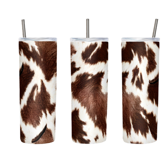 Brown And White Cow Hide Cow Print 20 or 30 oz Tumbler
