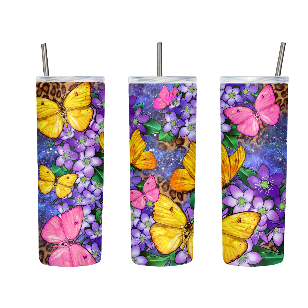 Butterfly - Purple Flowers and Butterflies 20 or 30 oz Tumbler