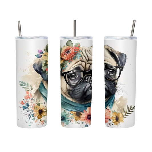 Silly Pug Wearing Glasses 20 or 30 oz Tumbler