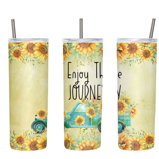 Enjoy The Journey Spring Sunflowers Truck 20 or 30 oz Tumbler