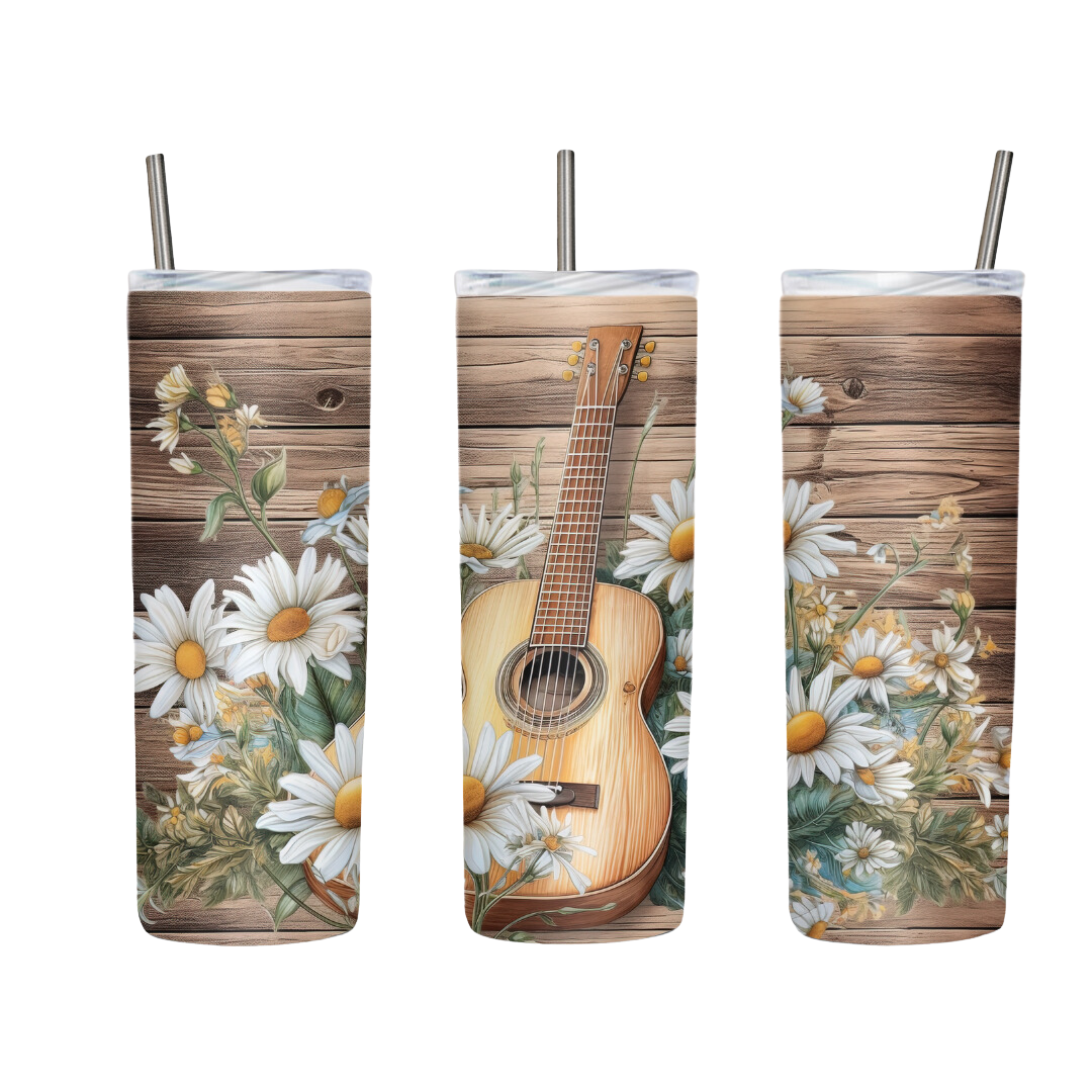 Guitar and Daisies Country Music 20 or 30 oz Tumbler