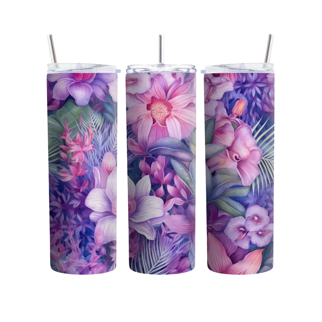 Pink and Purple Floral 20 or 30 oz Tumbler