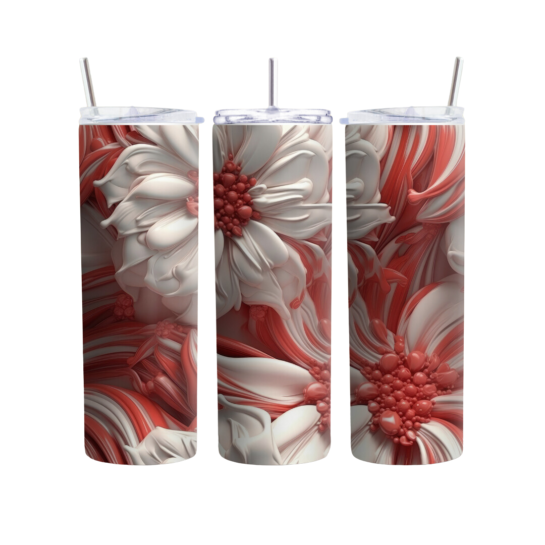 Coral And White Flowers 20 or 30 oz Tumbler