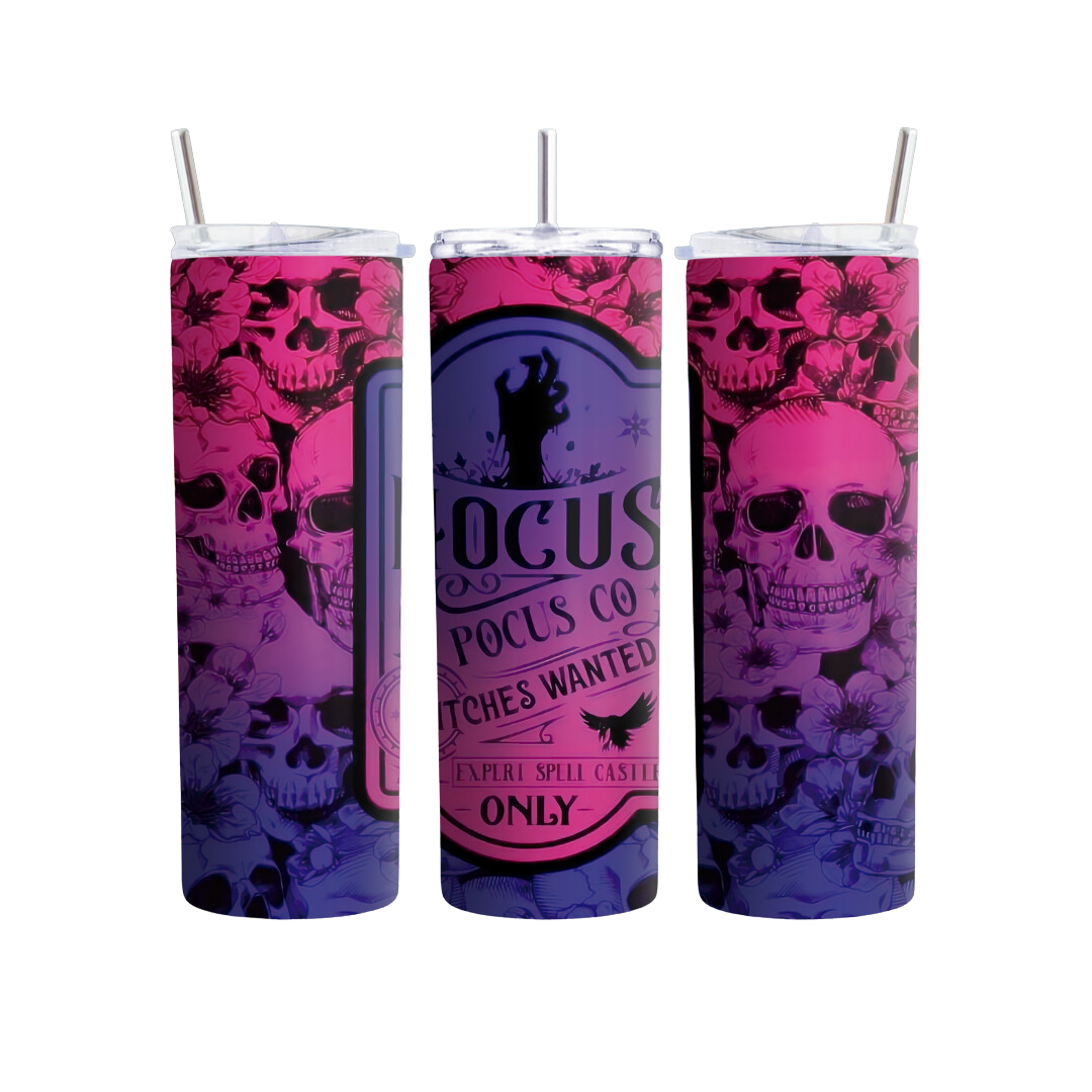 Purple and Pink Hocus Pocus Witches Wanted 20 or 30 oz Tumbler