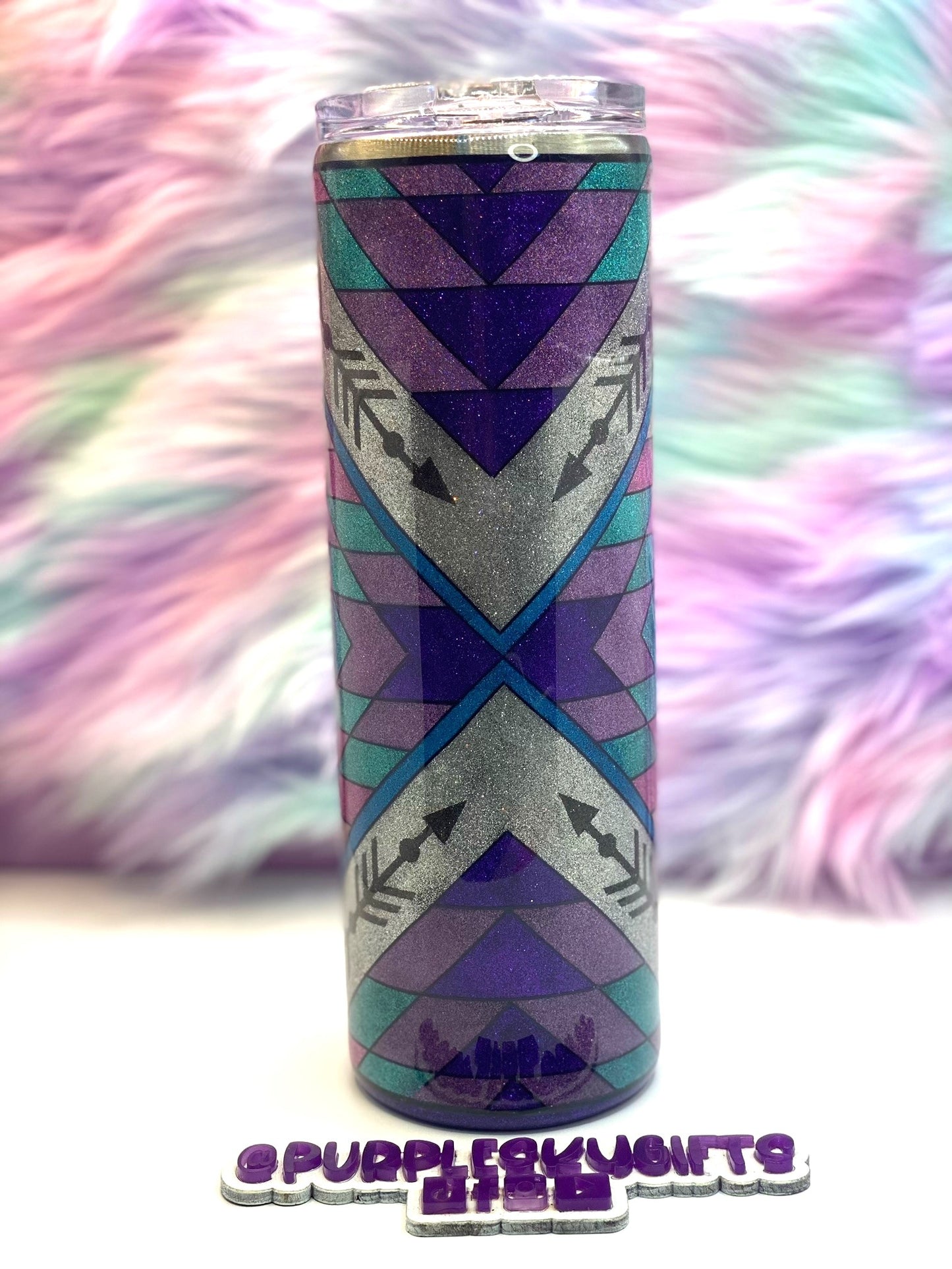 30 oz Purple Southwestern Epoxy Glitter Tumbler - Ready To Ship