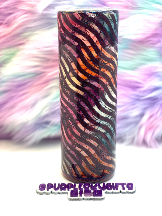 30 oz Floral Wave Epoxy Glitter Tumbler - Ready To Ship