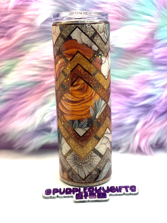 Boho Floral 30 oz Epoxy Glitter Tumbler - Ready To Ship